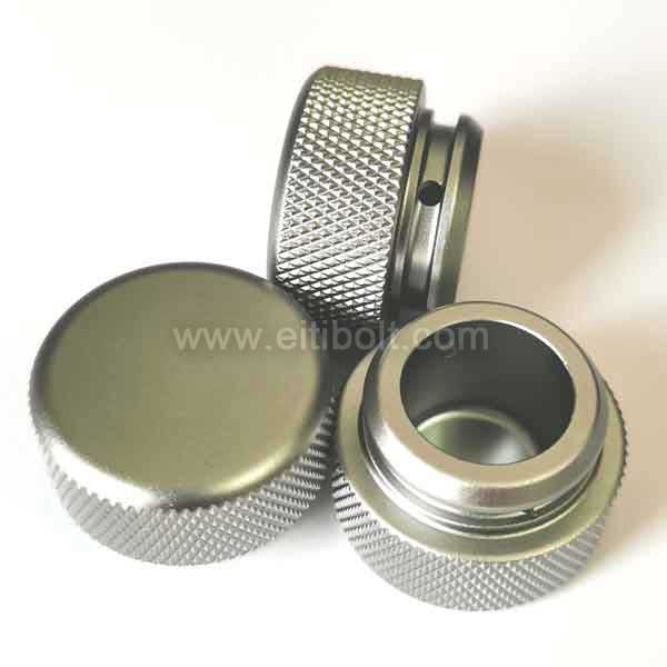 Custom CNC Machined Silver Anodized Aluminum Knurled Knob